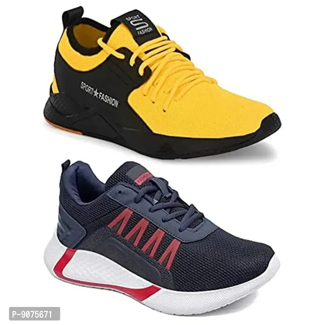 DEFLOW Combo Pack of 2 Multicolor Casual Sports Running Shoes for Men's (Combo-(2)-178-198) - 8UK