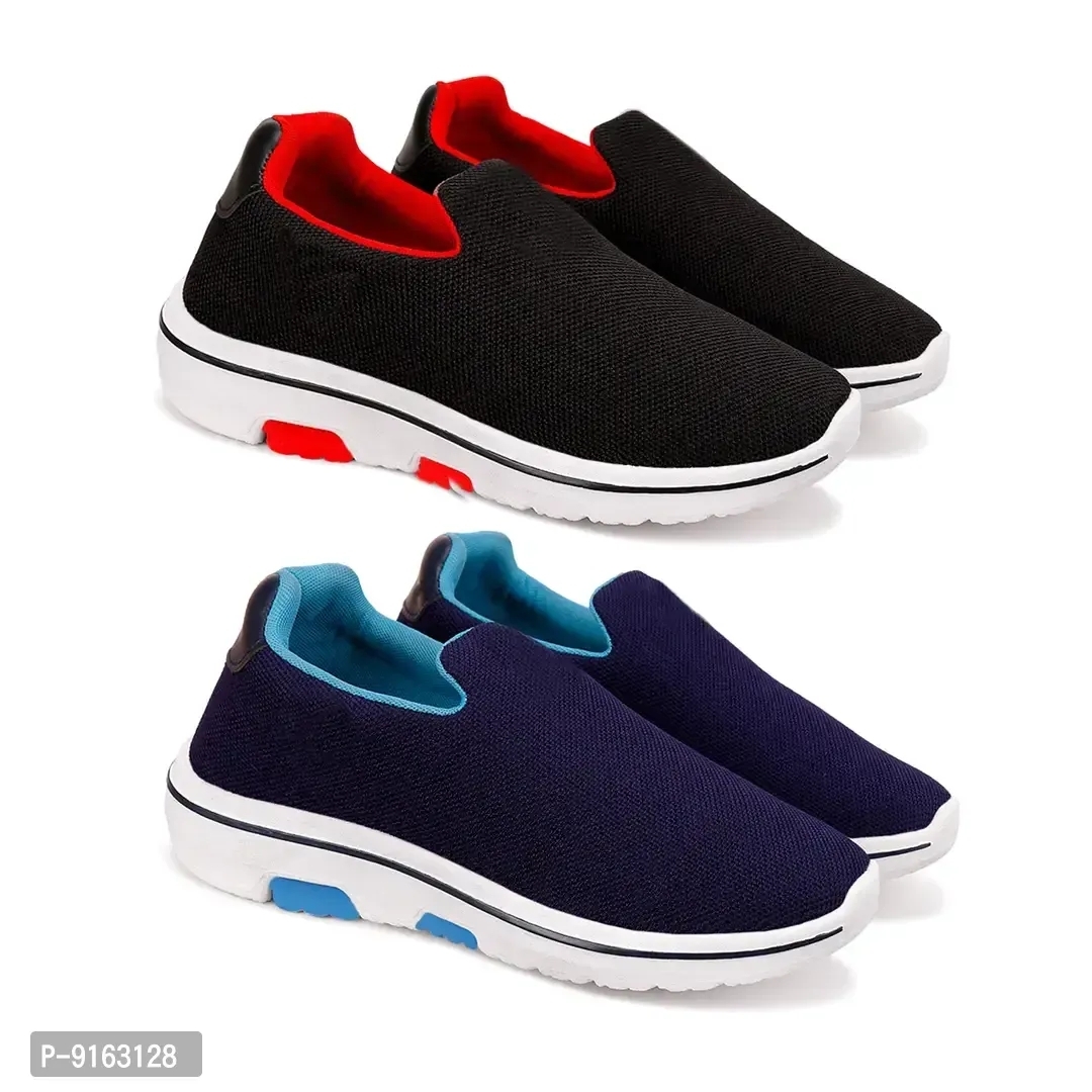 Elegant Canvas Self Design Sports Running Shoes For Men- Pack Of 2 - 7UK