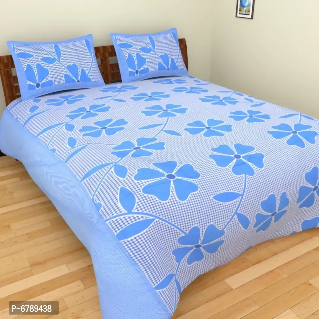 Stylish Fancy Polycotton 3d Printed Multicoloured Double Bedsheet