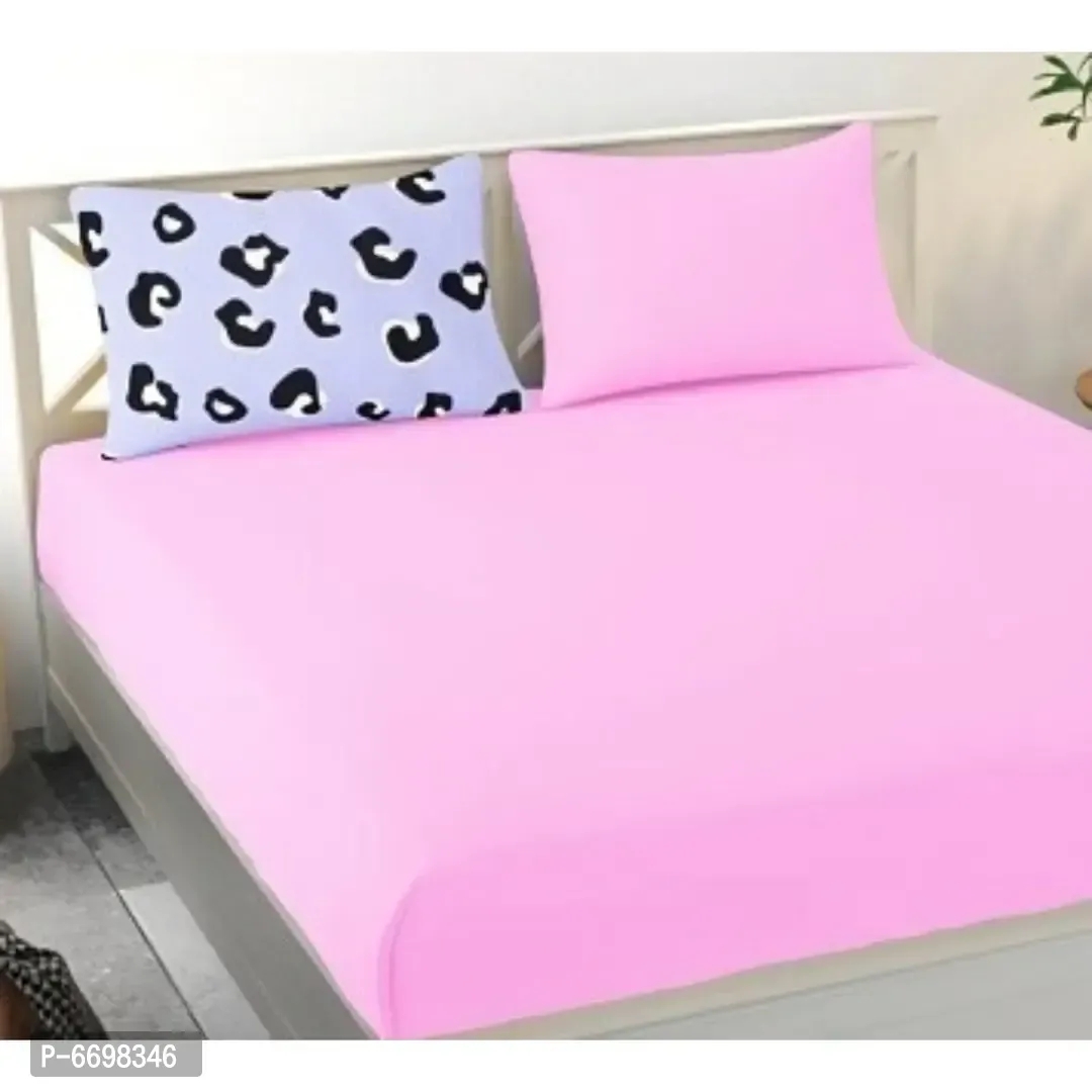 Stylish Cotton Blend Solid Double Bedsheet