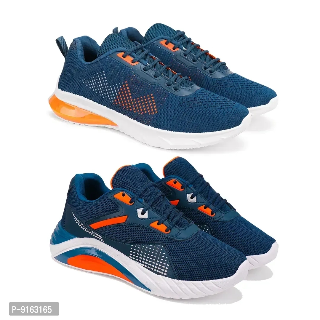 Elegant Canvas Self Design Sports Running Shoes For Men- Pack Of 2 - 7UK