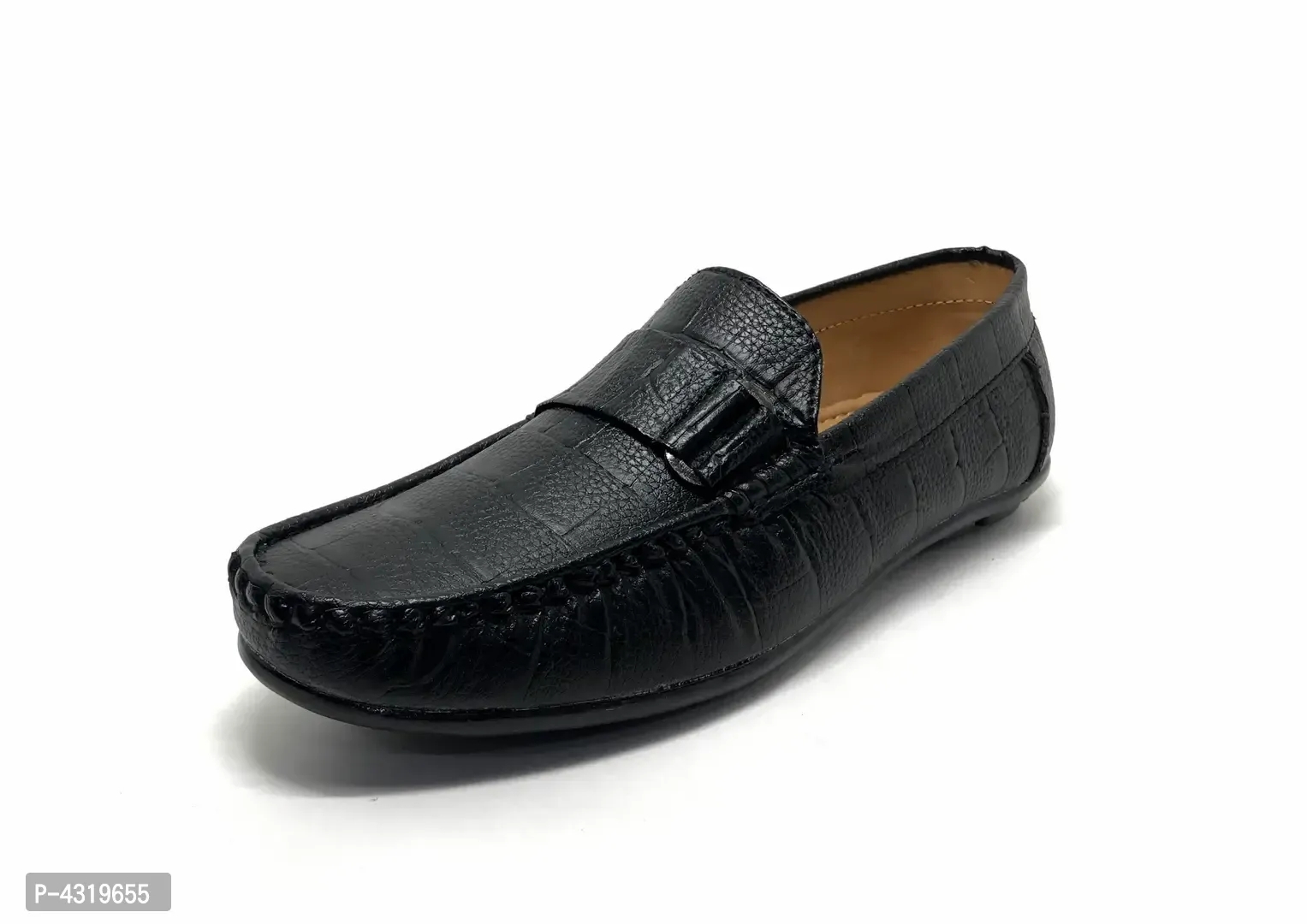 Elite Black Synthetic Solid Loafers For Men - Black, 7UK