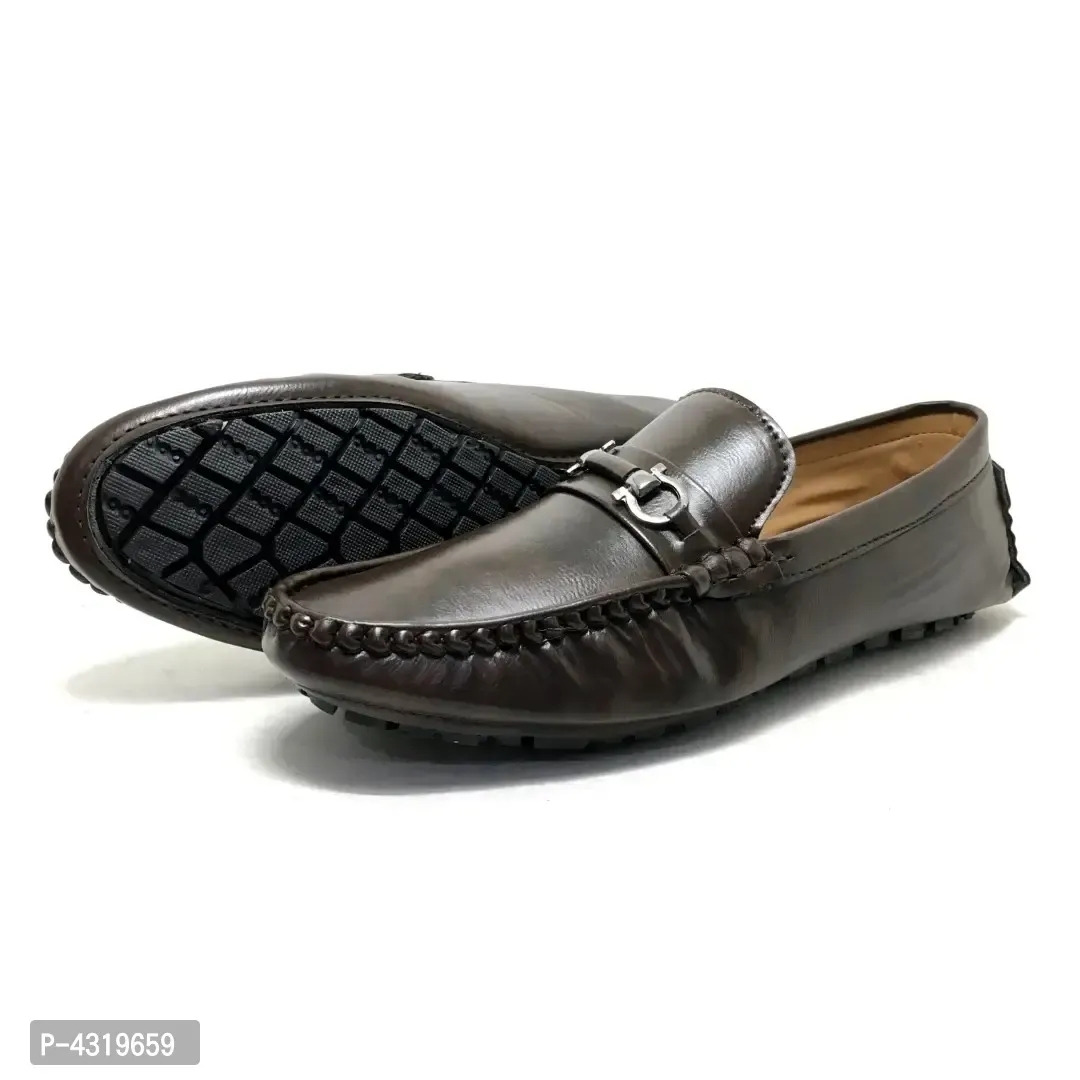 Elite Brown Synthetic Solid Loafers For Men - Brown, 6UK