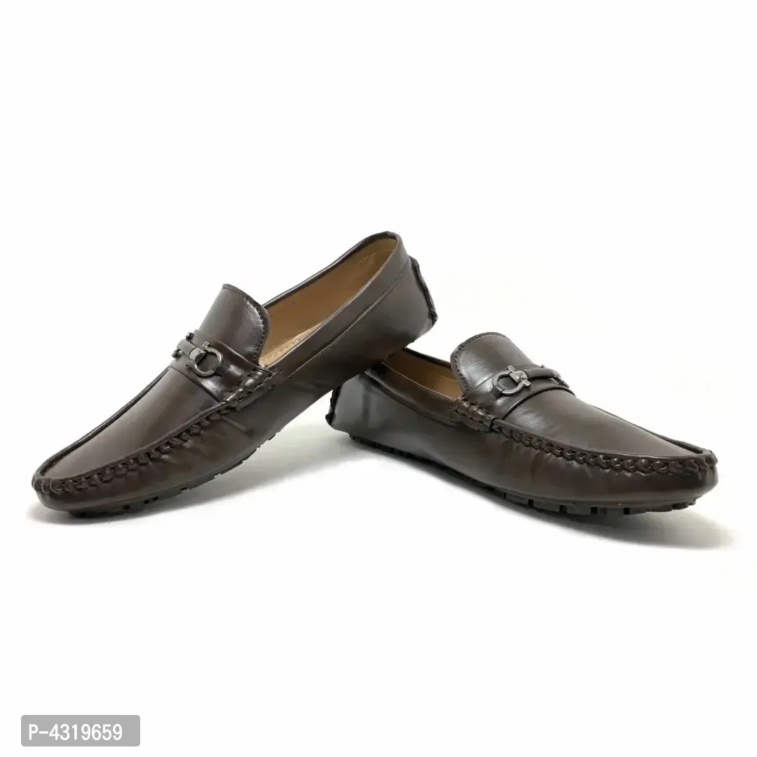 Elite Brown Synthetic Solid Loafers For Men - Brown, 6UK