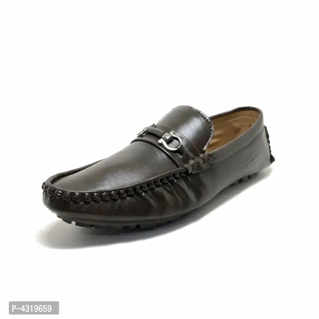 Elite Brown Synthetic Solid Loafers For Men - Brown, 7UK