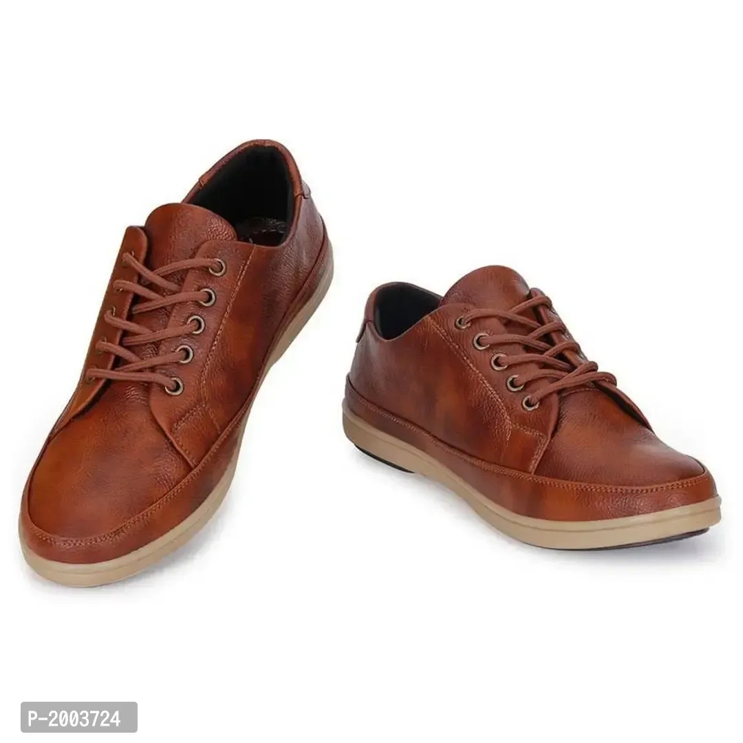 Tan Synthetic Leather Casual Shoes for Men - 9UK, Brown