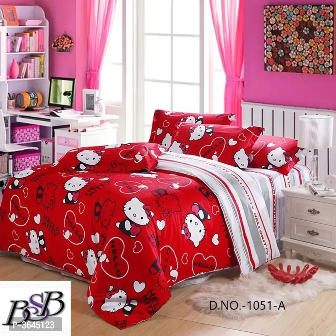 Polycotton Double Bed Bedsheet with 2 Pillow Cover