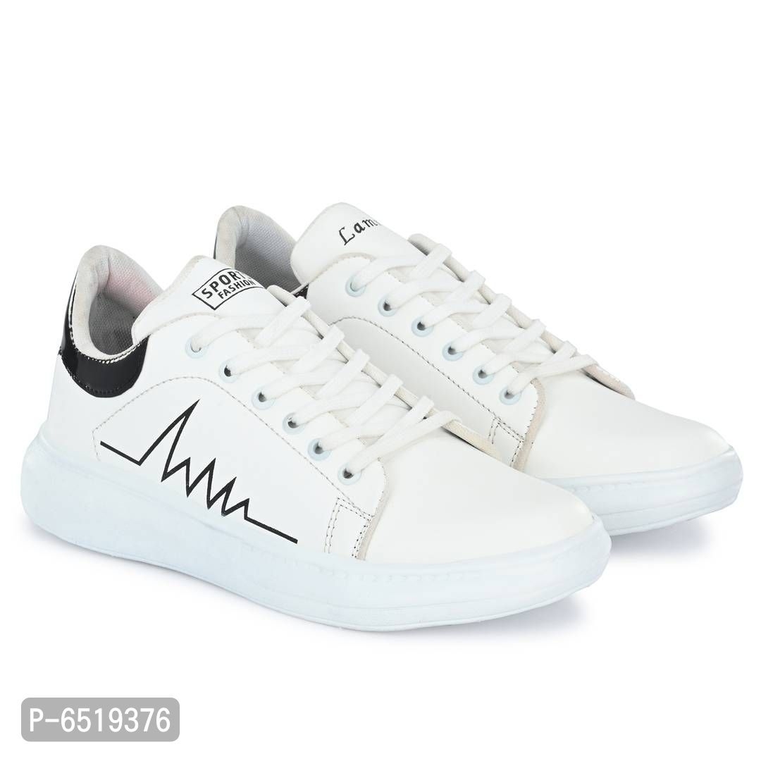 Stylish Synthetic White Casual Sneakers For Men - 7UK