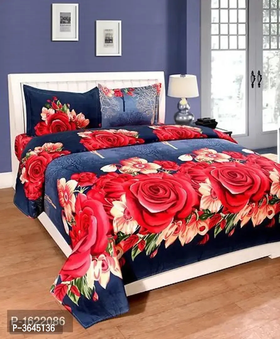 Polycotton Double Bed Bedsheet with 2 Pillow Cover