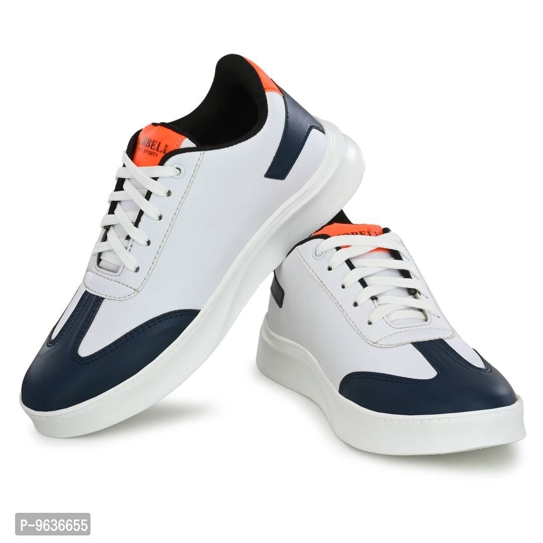 Stylish Navy Blue Synthetic Solid Sneakers For Men - 7UK