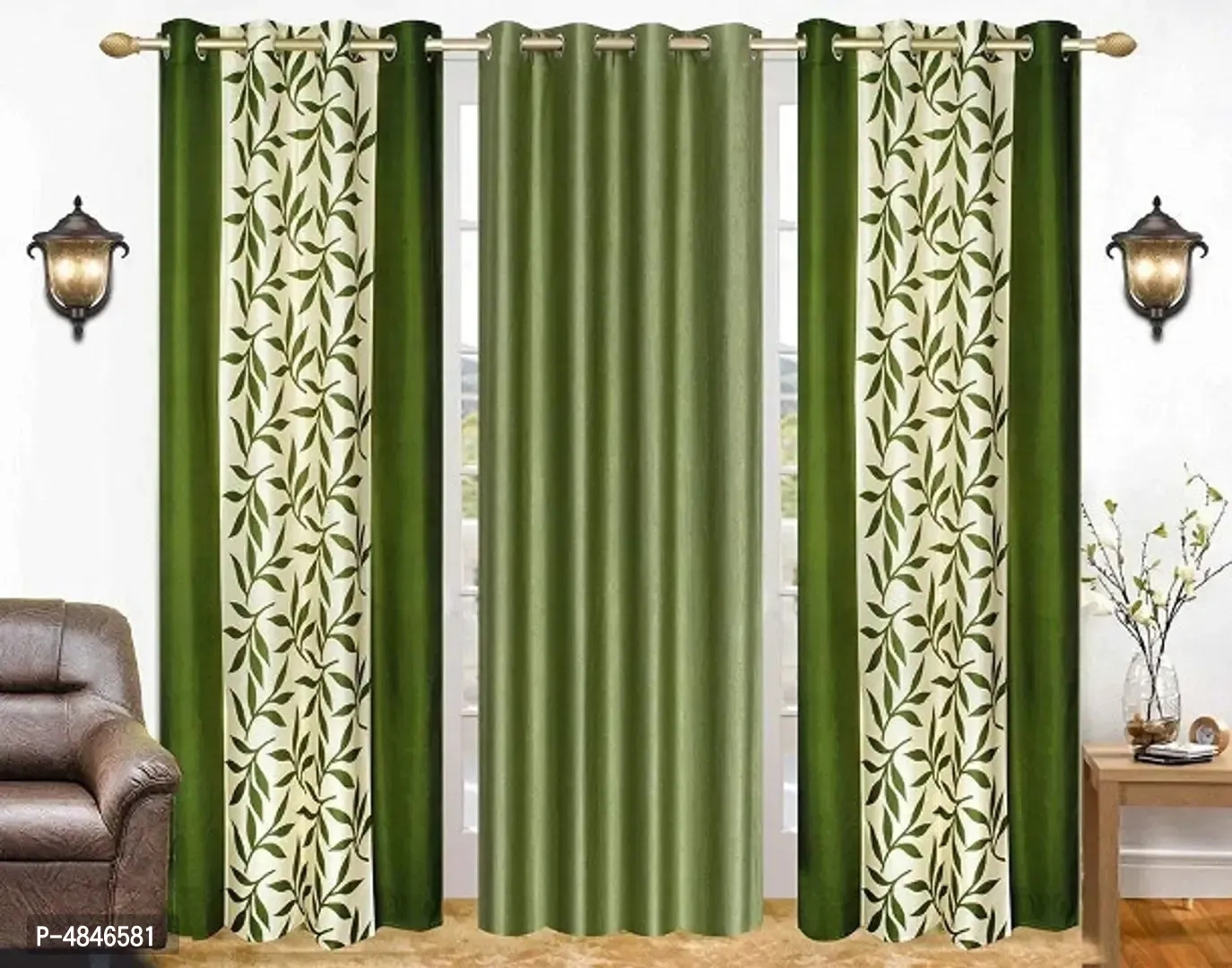 Polyester Curtains for Door 7 Feet Set of 3