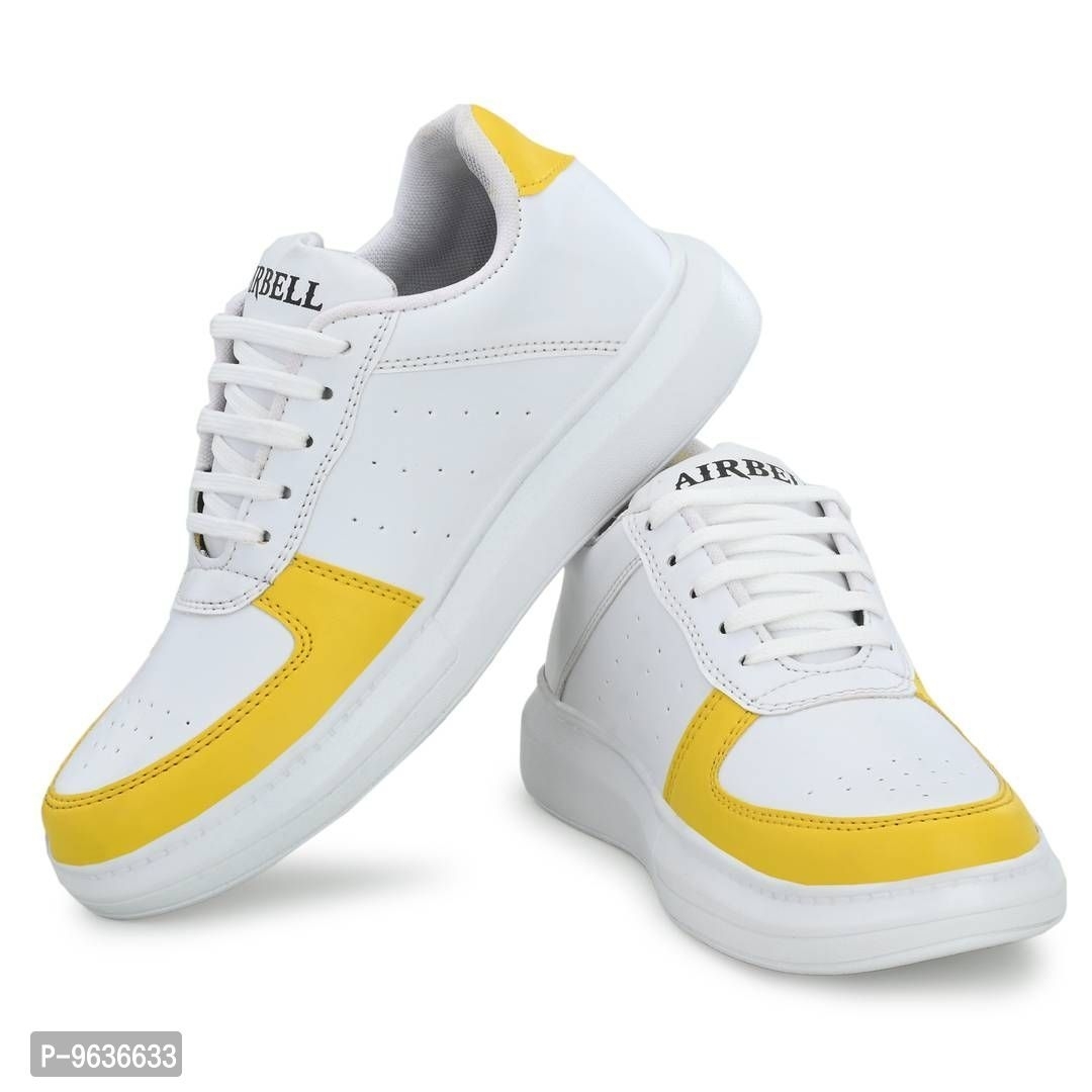 Stylish Yellow Synthetic Solid Sneakers For Men - Yellow, 6UK