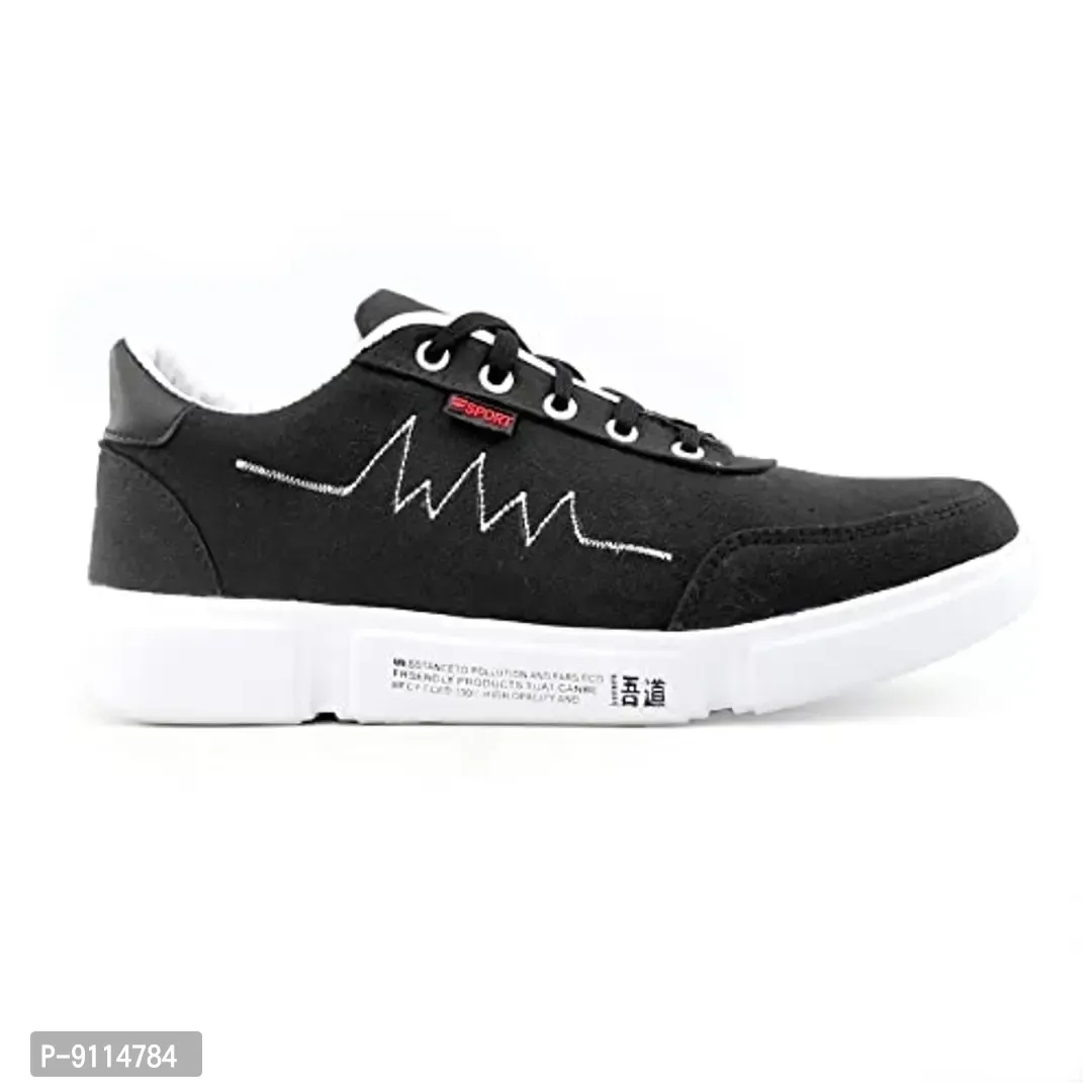 ROCKFIELD Men's Canvas Sneakers Casual Shoes for Men's 391 - Black, 8UK