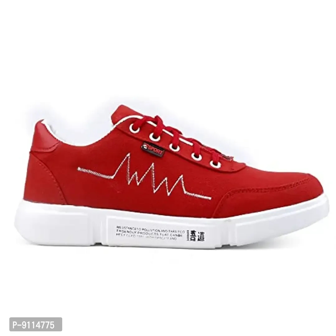 ROCKFIELD Men's Canvas Sneakers Casual Shoes for Men's 391 - Red, 6UK