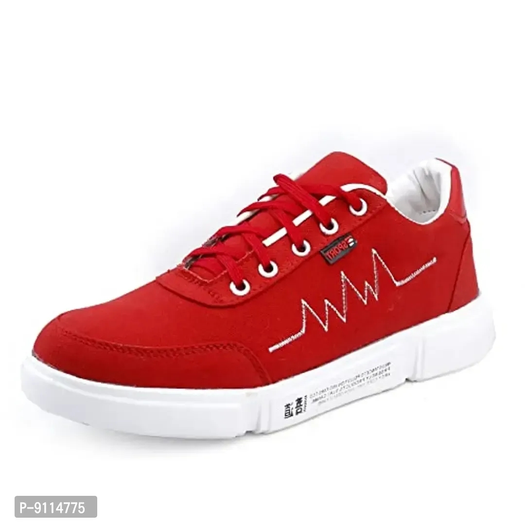 ROCKFIELD Men's Canvas Sneakers Casual Shoes for Men's 391 - Red, 10UK