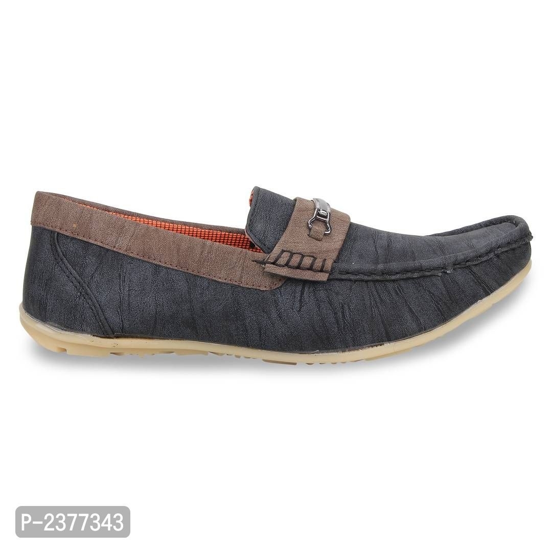 Superb Black Synthetic Leather Loafers for Men - 6UK, Black