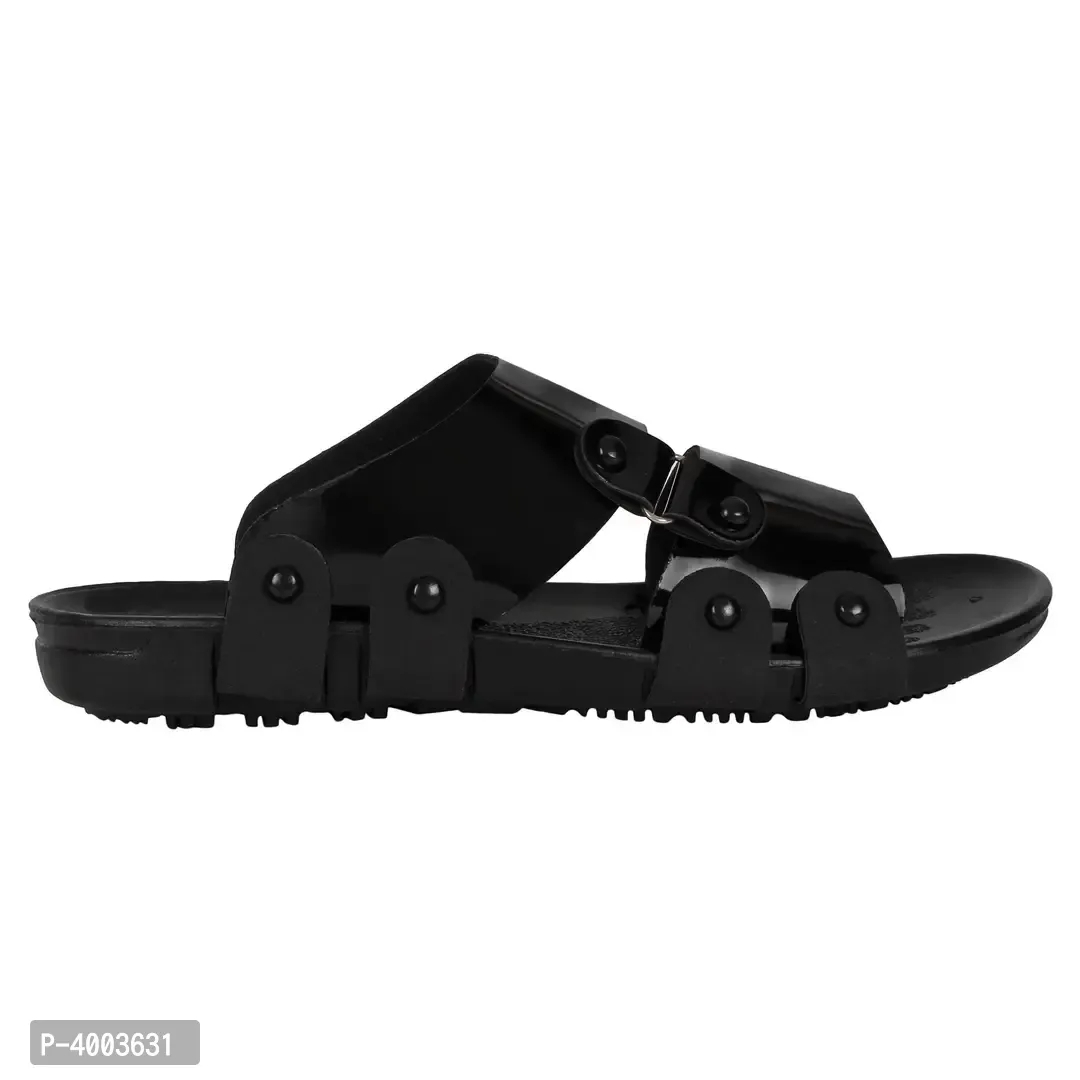 Men Black Solid Synthetic Patent Casual Trendy Sandals - 6UK