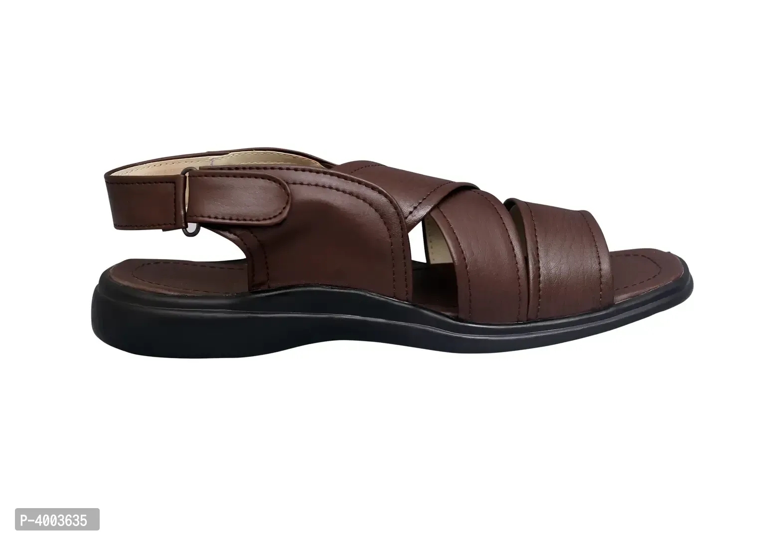 Men Brown Solid PU Casual Trendy Sandals - 8UK
