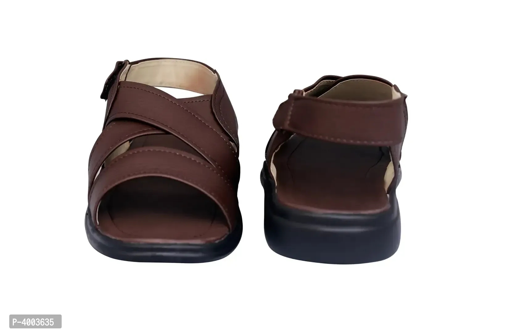 Men Brown Solid PU Casual Trendy Sandals - 8UK