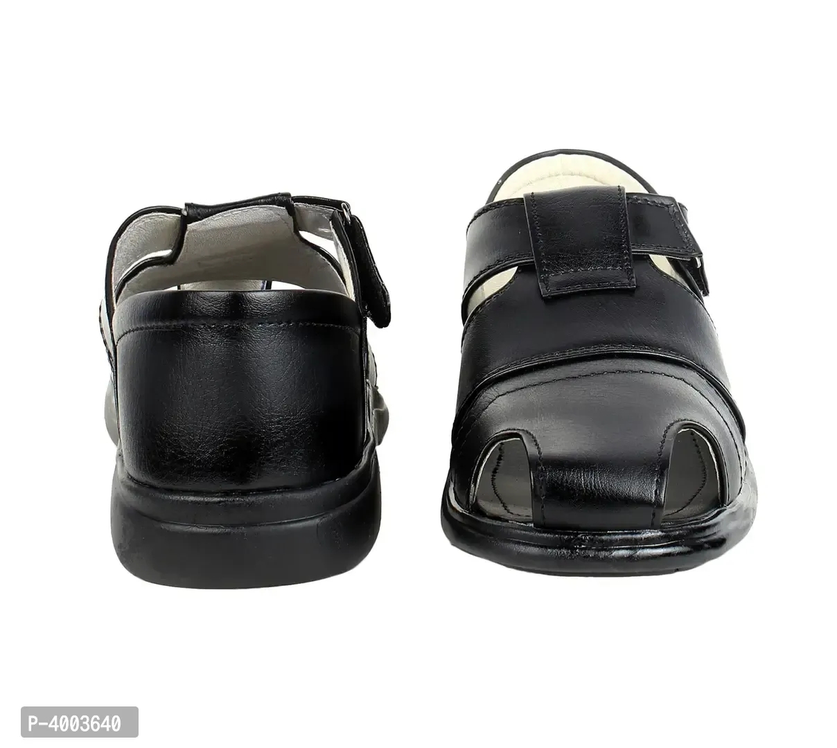 Men Black Solid PU Casual Trendy Sandals - 9UK