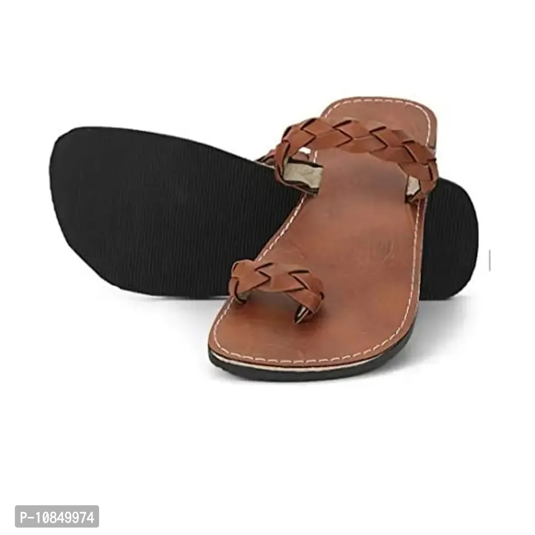 clbohara Ethnic Handmade Stylish Sandals for Men 1101-8 Tan - Brown, 7UK