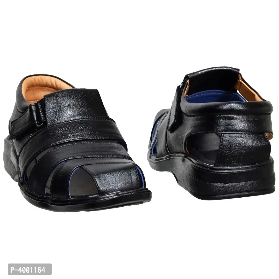 Stylish Black Leather Sandal - 7UK, Black