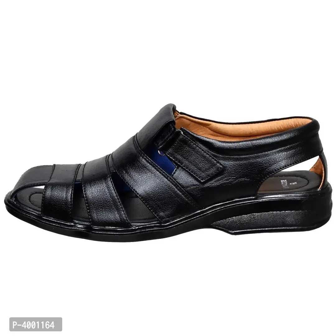 Stylish Black Leather Sandal - 9UK, Black