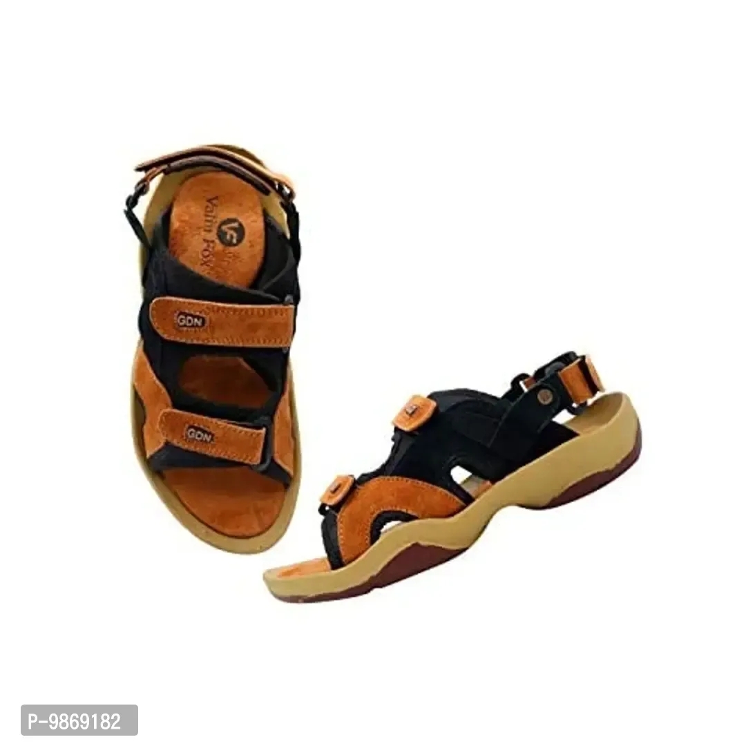 Valin Fox Men's Outdoor Leather Sandals for Boys Tan - 8UK