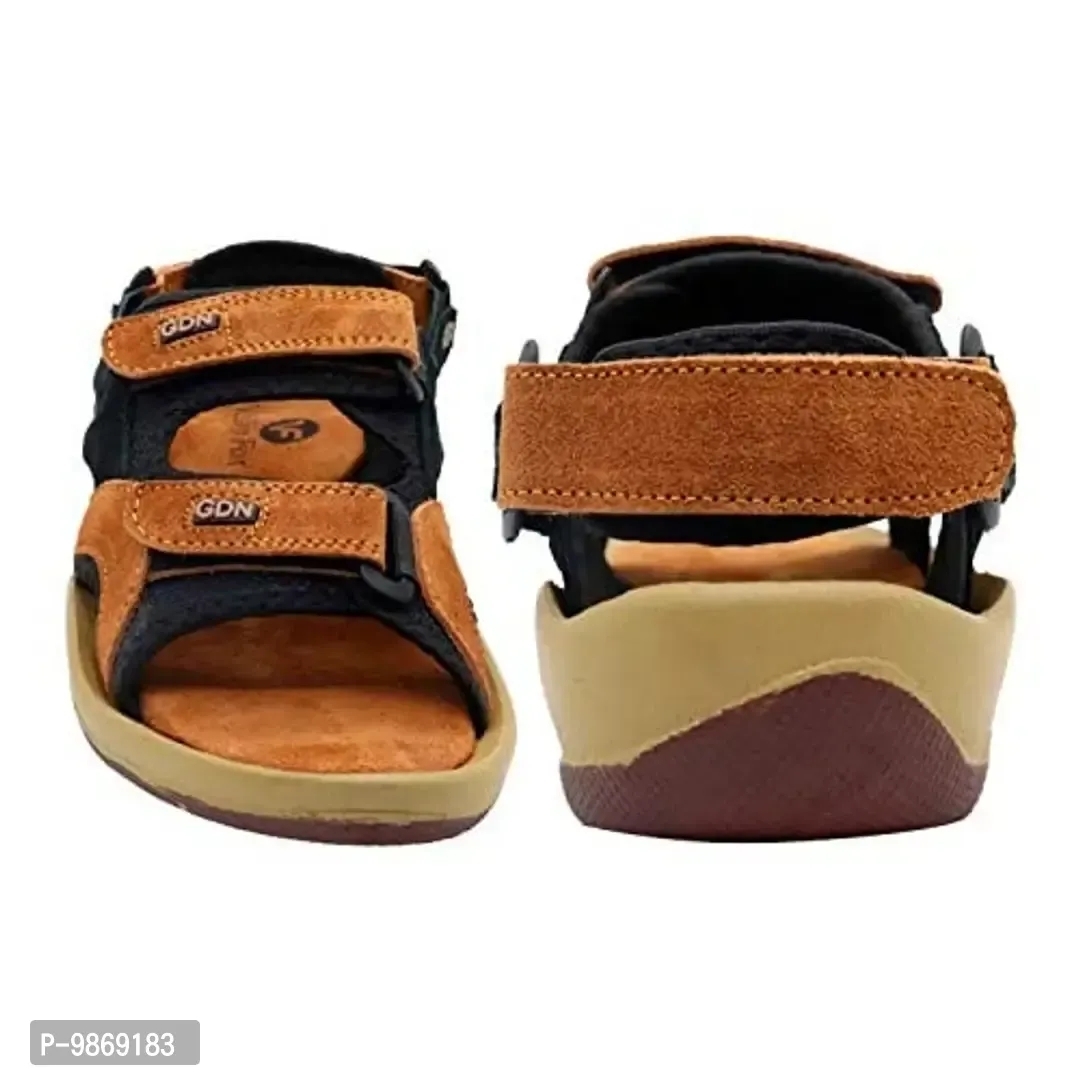 Valin Fox Men's Outdoor Leather Sandals for Boys Tan - Begie, 9UK