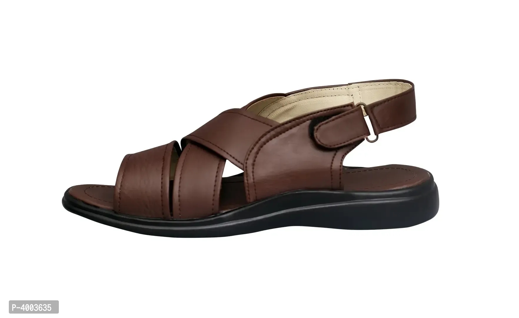 Men Brown Solid PU Casual Trendy Sandals - Brown, 7UK