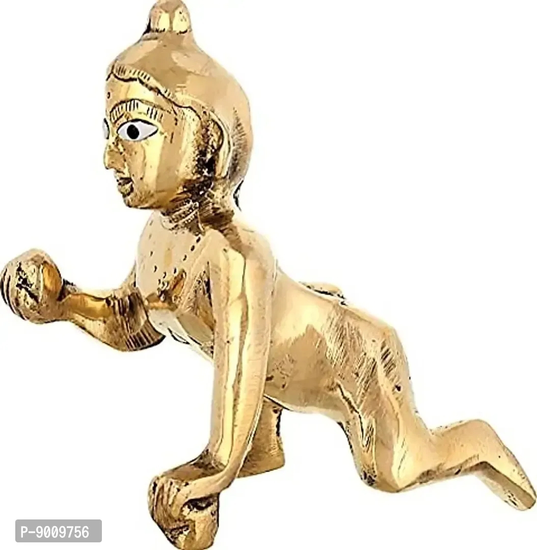 Ashtadhatu Laddu Gopal Brass Murti Gold Plated Bal Krishna Statue Baby Kanha Pital Murti