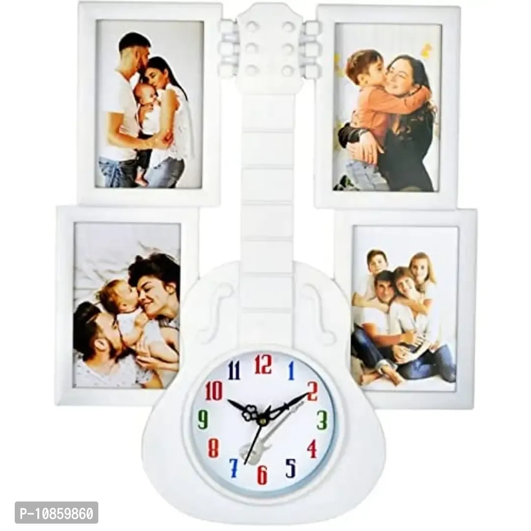 Harbour Analog Latest Stylish New Models Wall Clock with PHOTOFRAMES for Home Living Room Hall Bedroom (Size Height 43.5 CM X Width 35.5 CM)- Home Decor Big Size Wall Clock Mz LK1.