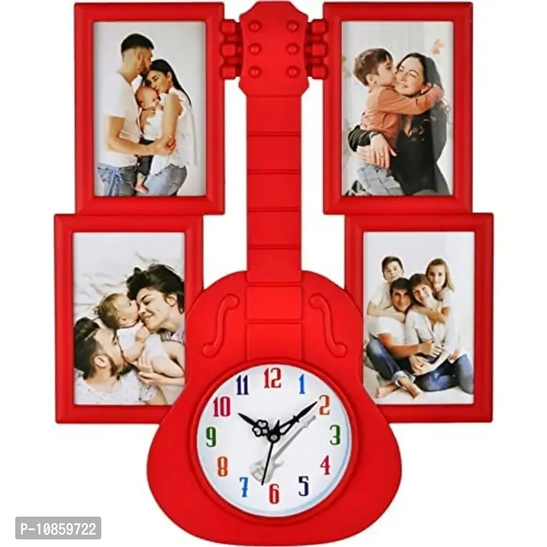 Harbour Analog Latest Stylish New Models Wall Clock with PHOTOFRAMES for Home Living Room Hall Bedroom (Size Height 43.5 CM X Width 35.5 CM)- Home Decor Big Size Wall Clock Mz LK1Size: 