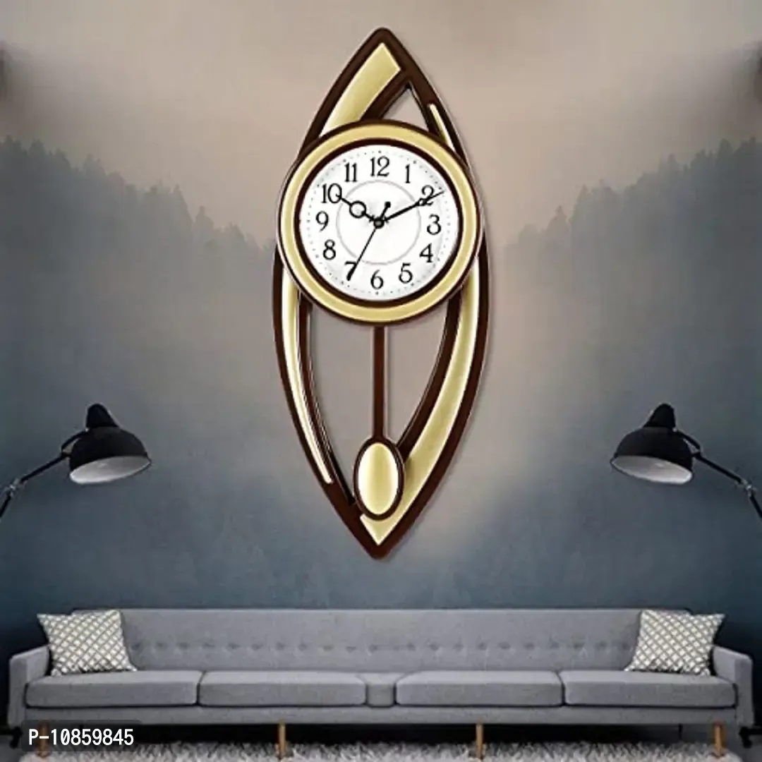 Harbour Analog Latest Stylish New Models Wall Clock with Pendulum for Home Living Room Hall Bedroom (Size Height 52 CM X Width 21 CM)- Home Decor Big Size Wall Clock WLL2