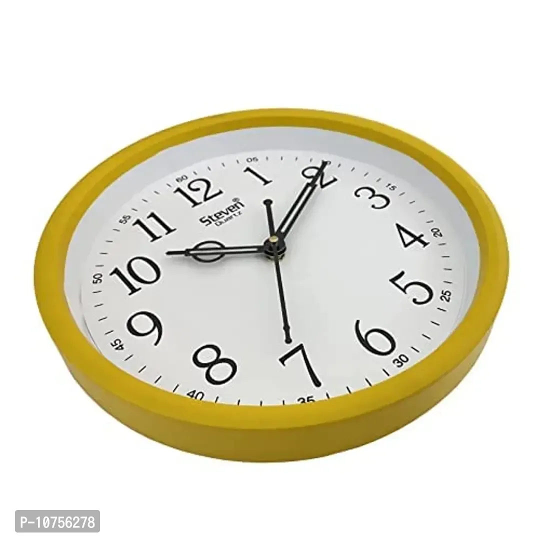 Wall Clock by STEVEN Quartz LLP ., Analog 9INCH Model NO. 901 Size 9 INCH. (Yellow)