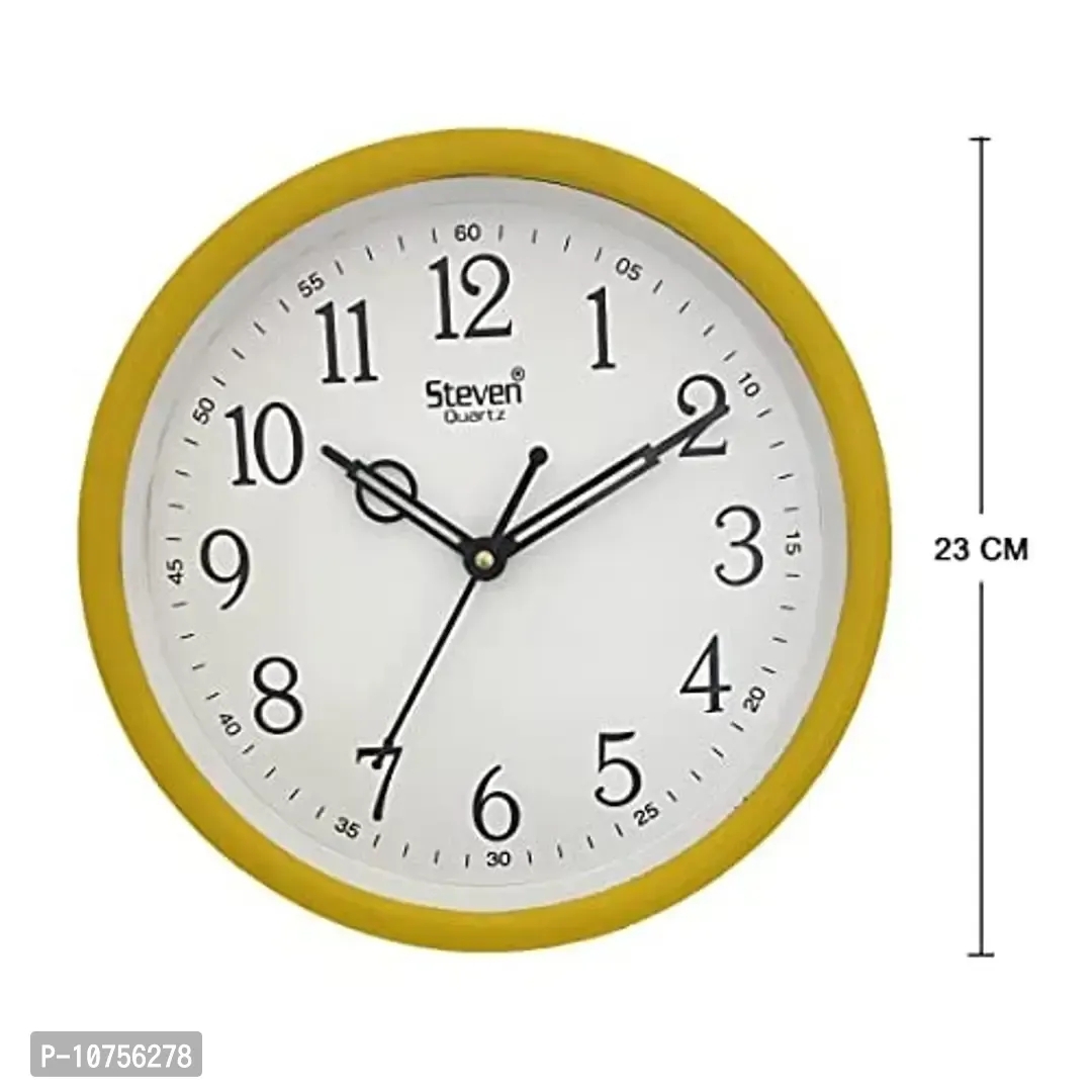 Wall Clock by STEVEN Quartz LLP ., Analog 9INCH Model NO. 901 Size 9 INCH. (Yellow)