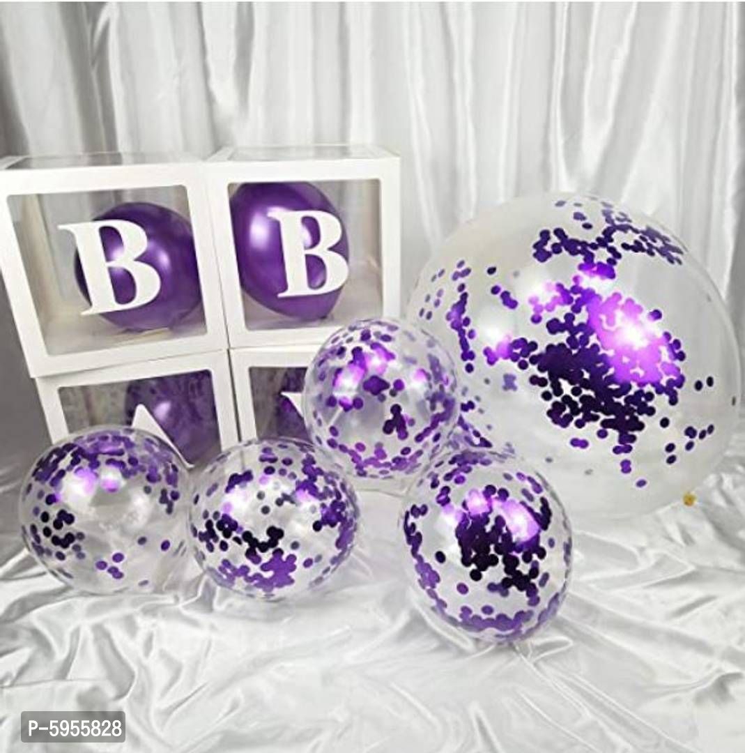 Purple Confetti Rubber Balloons For Decoration _ 30Pcs Golden Decorating Balloon Garland, Helium 