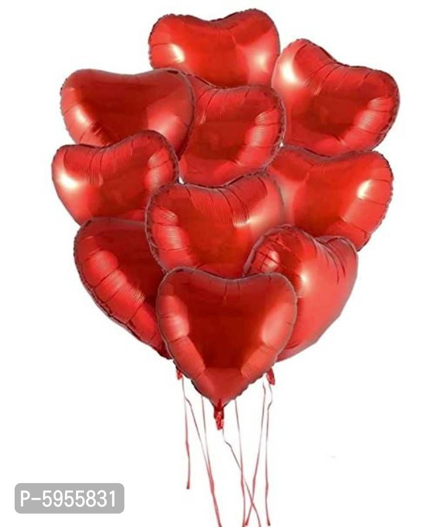 Red Heart Shape Party Decorative Foil Balloon _ Pack of 10 Pcsnbsp;