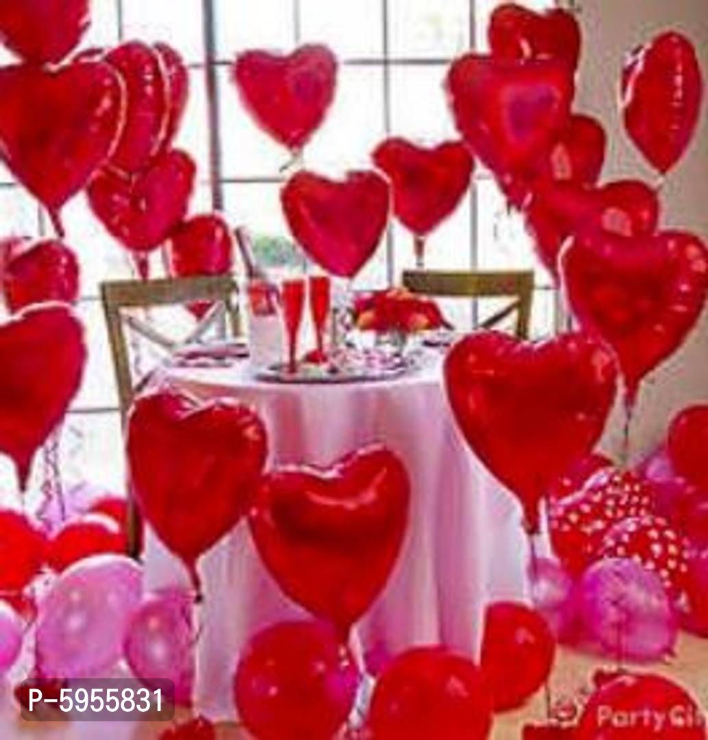 Red Heart Shape Party Decorative Foil Balloon _ Pack of 10 Pcsnbsp;