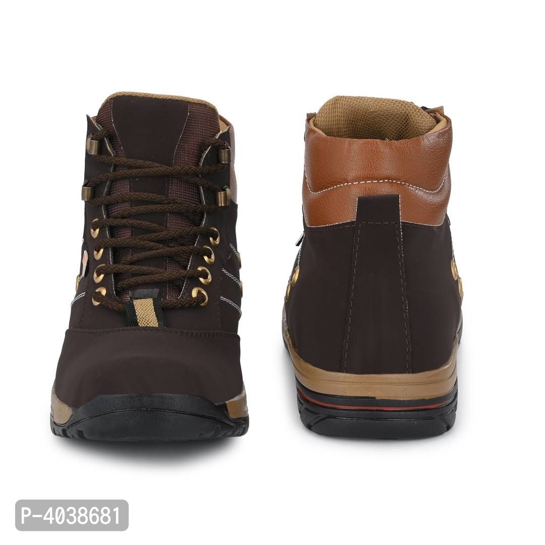 Women's Brown Synthetic Leather High Ankle-Length Tough Boots - 7UK