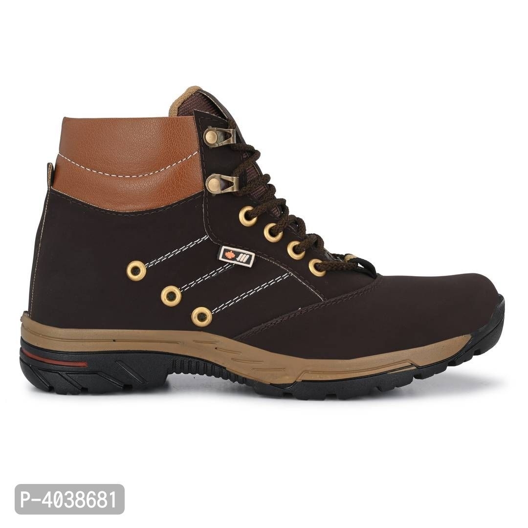 Women's Brown Synthetic Leather High Ankle-Length Tough Boots - 8UK