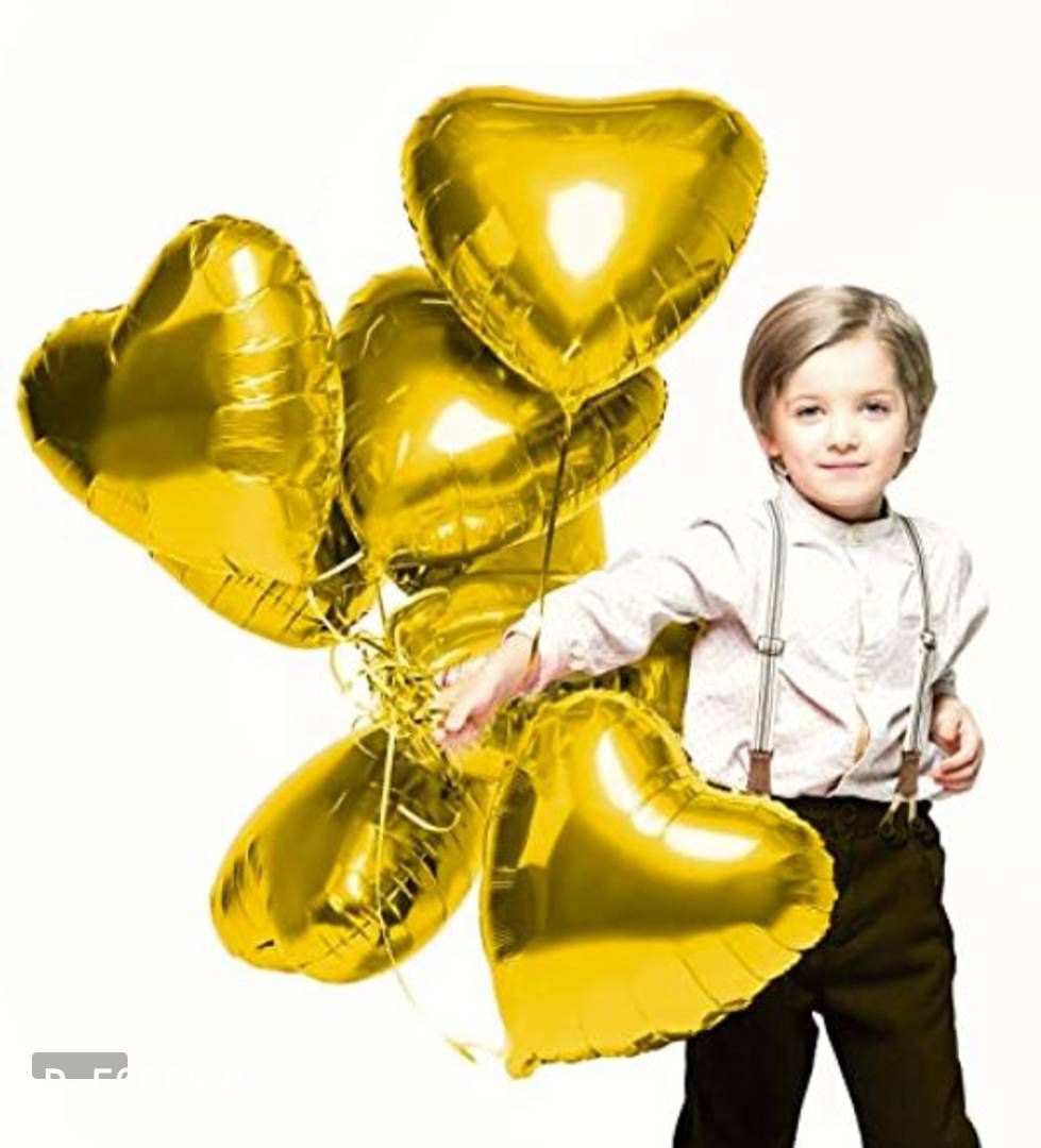 Golden Heart Shape Party Decorative Foil Balloon _ Pack of 10 Pcs&nbsp;