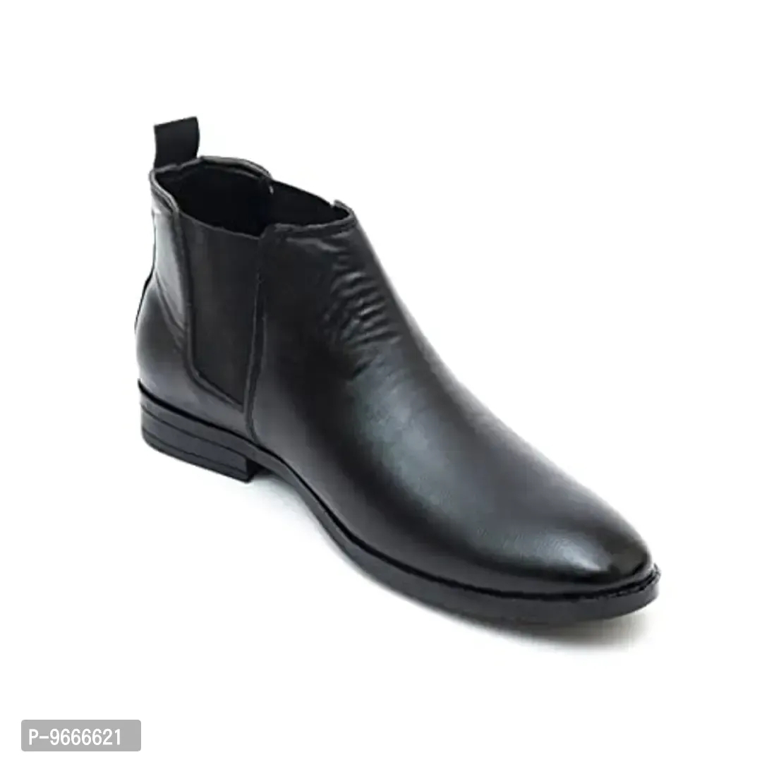 Honey Step Men Shine Black Synthetic Leather Boots - Black, 8UK