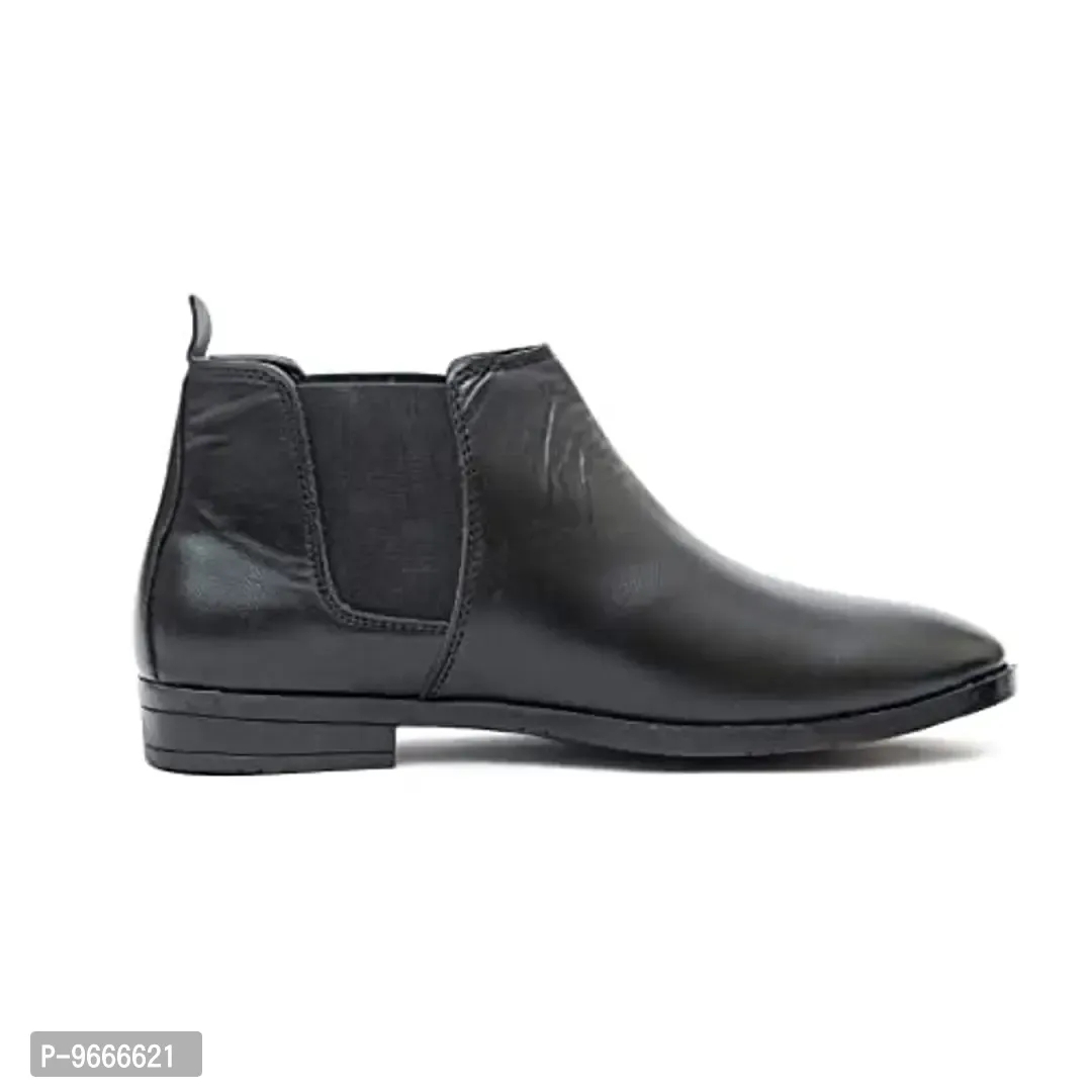 Honey Step Men Shine Black Synthetic Leather Boots - Black, 8UK