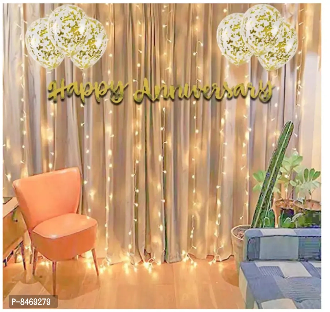 Trendy Golden Anniversary Decoration Items Like Happy Anniversary Cursive Banner, Fairy Light, Confetti Rubber Balloons, Anniversary Surprise Decoration - Pack Of 9 PiecesWithin 6-8 business days However, to find out an actual date of delivery, please enter your pin code.Trendy Golden Anniversary Decoration Items Like Happy Anniversary Cursive Banner, Fairy Light, Confetti Rubber B