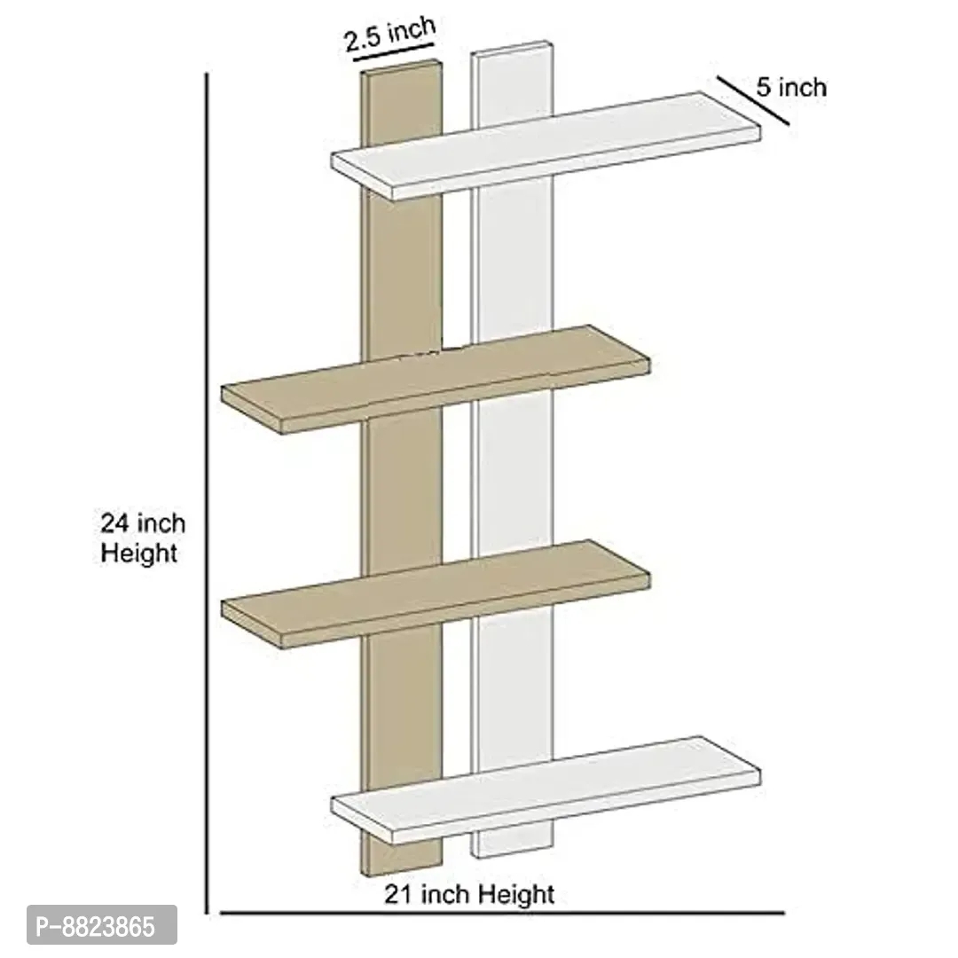 Classy Wooden Wall Shelf (Number of Shelves - 4)