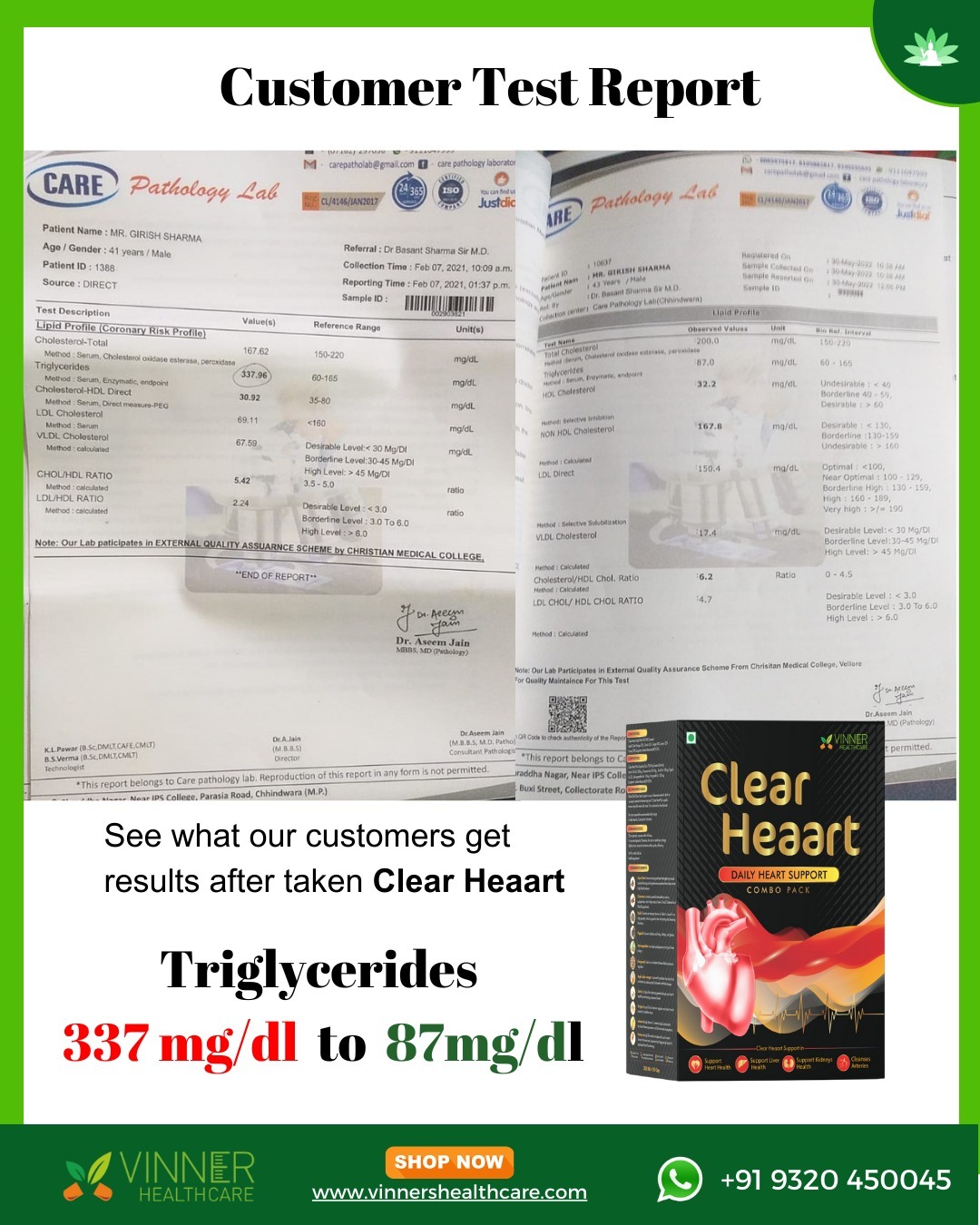 Clear Heaart Combo: 100% Natural Heart Health Solution with a 100-Day Guarantee - 45-DAY TREATMENT PLAN