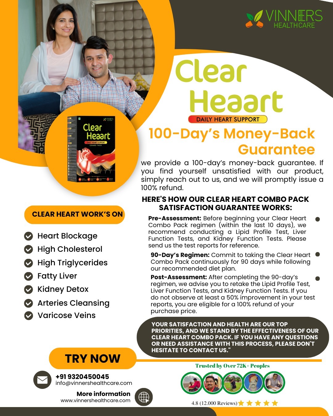 Vinners Healthcare Doctor’s Recommended Clear Heaart Supplement - 45 Days Pack ( ₹ 3150/- )