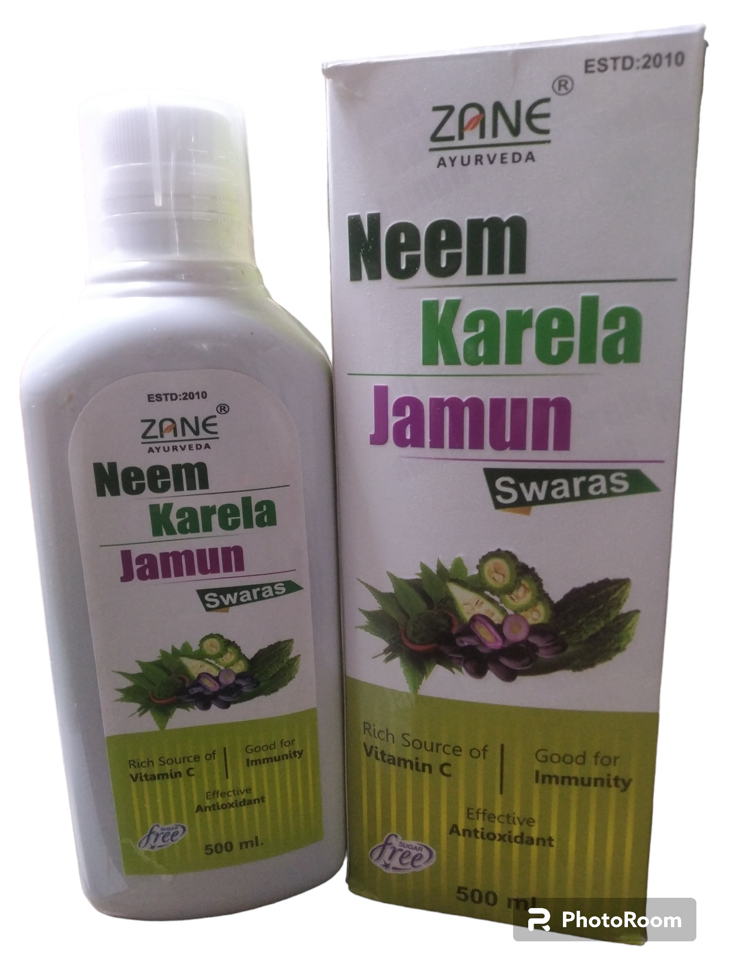 Zane Ayurveda Neem Karela Jamun Swaras 500ml.