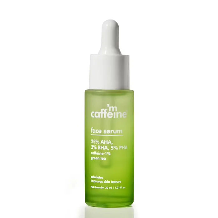 mCaffeine MCaffeine Green Tea & 25% AHA, 2% BHA, 5% PHA Face Serum - Gentle Peel For Improved Skin Texture, 30 ml